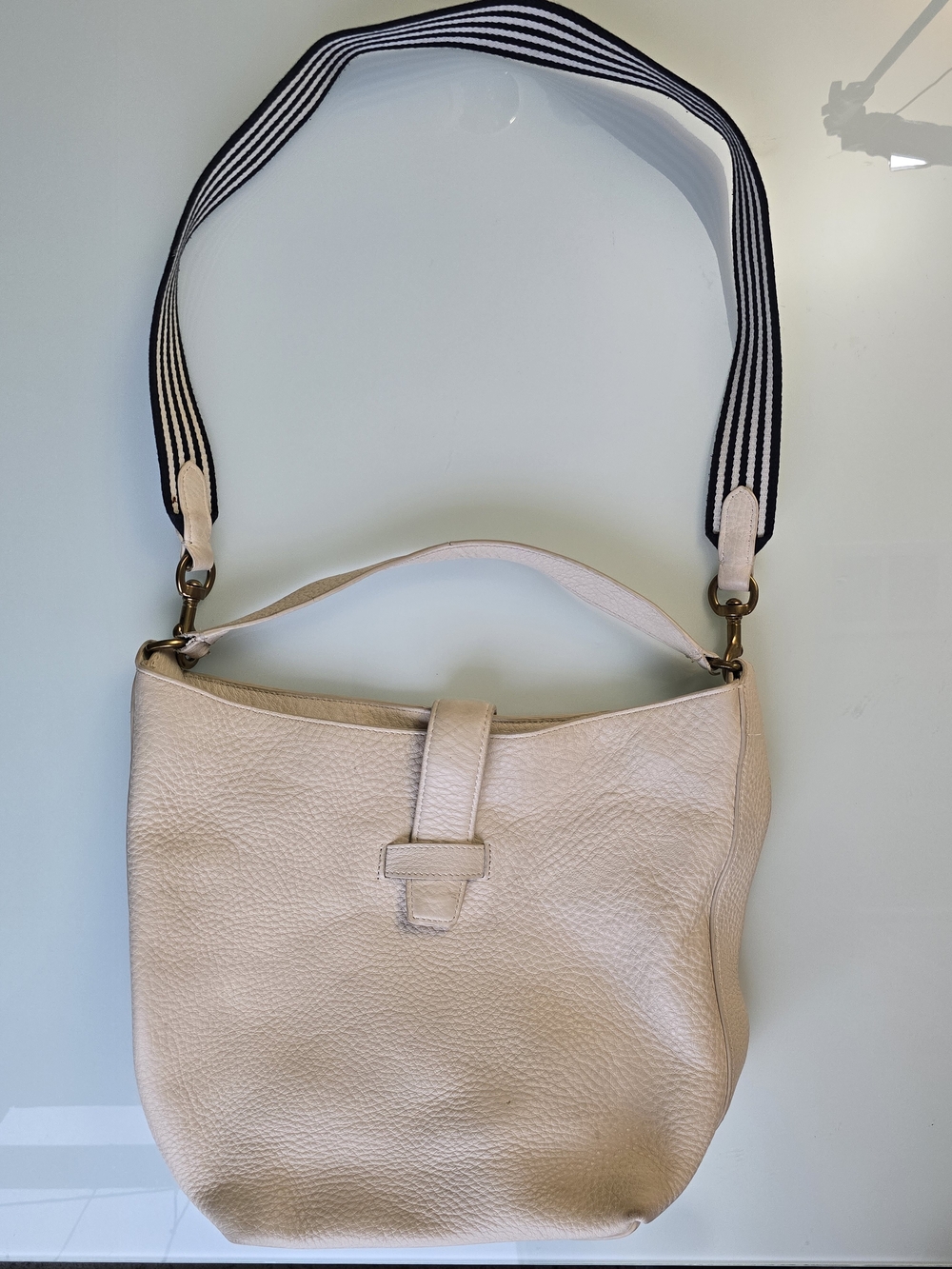J Crew Leather Signet Hobo Bag Fresh Cream